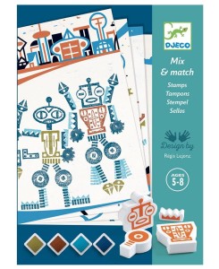 DJECO 08740 Zestaw artystyczny z pieczątkami - Roboty