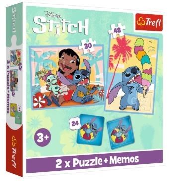 Trefl Lilo & Stitch Puzzle-Set – 2 Puzzles (30 + 48 Teile) & Memory-Spiel, Spaß Für Kinder Ab 3