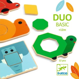 DJECO -  06216 Drewniana układanka Puzzle DUO BASIC