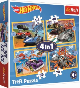 Trefl – Puzzle 4w1 Pojazdy Hot Wheels - 35, 48, 54, 70  elementów – 46275