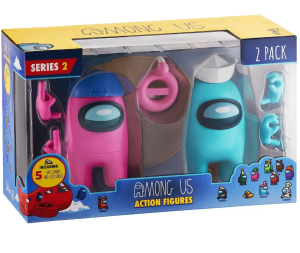 Among Us – Zestaw 2 figurek z akcesoriami 12 cm różowa i niebieska  - AU6215 