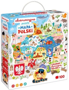 CzuCzu - Puzzle 100 el. - Puzzle obserwacyjne Mapa Polski 493798