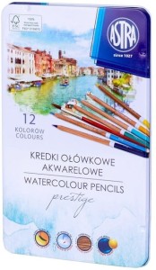 Astra – Kredki akwarelowe z drewna cedrowego w metalowym opakowaniu – 12 kolorów – 5104