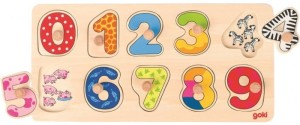 GOKI 57480 Drewniane Puzzle z uchwytami - Cyferki