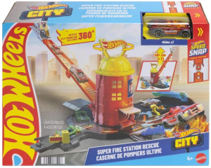 Hot Wheels City Zestaw Super Straż Pożarna Remiza + tor - JHL95