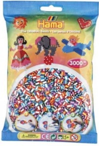 Koraliki Hama MIDI 3000 Koralików 201-90 Mix Kolorów Prążkowane Dwukolorowe