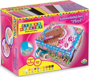 The Orb Factory - Wyklejana szkatułka z motywem konia i lusterkiem  - Sticky Mosaic - 620104 4877