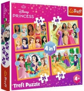 Trefl - Puzzle 4w1 - Bajkowe historie Disney Princess - 34651 