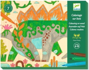 DJECO - 08739 Kolorowanki na drewnie ŚWIAT DINOZAURÓW