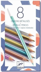 DJECO - 09753 Kredki metaliczne 8 kolorów 