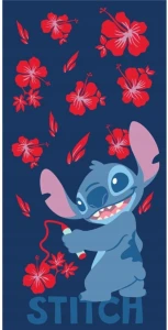 Disney - Ręcznik plażowy 70x140 Stitch i kwiaty 9258