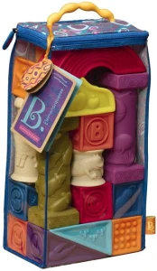 B.Toys - Zestaw 26 miękkich kolorowych klocków - Elemenosqueeze BX1003