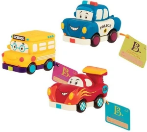 B.Toys - Trzypak samochodzików Wheeee-is - Autobus, wyścigówka i radiowóz  BX1657