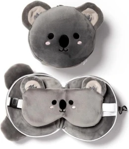 Relaxeazzz - Składana poduszka podróżna z opaską na oczy - Koala  - CUSH226