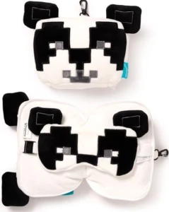 Relaxeazzz - Składana poduszka podróżna z opaską na oczy - Panda- CUSH432