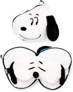 Relaxeazzz - Składana poduszka podróżna z opaską na oczy - Snoopy CUSH458