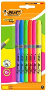 BIC 7881 Zestaw kolorowych zakreślaczy Grip 6 sztuk