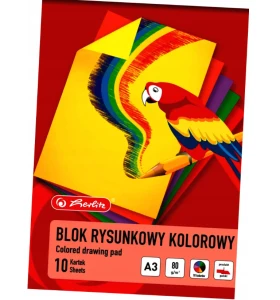 Herlitz Blok rysunkowy kolorowy A3 80g/m2 10 kartek 