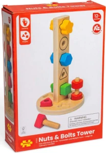 Bigjigs BJ37002 Drewniana wieża ze śrubami