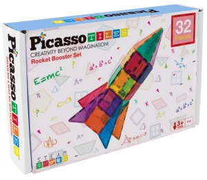 Picasso Tiles - Klocki magnetyczne 32 el. - Rocket Booster Set 21962