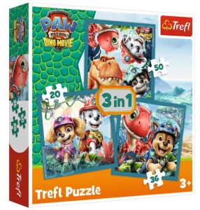 Trefl - Puzzle 3w1 - Psi Patrol i wyspa dinozaurów 34903