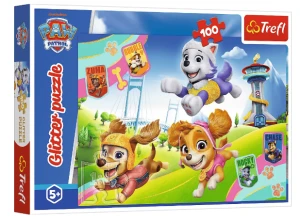 Trefl – Brokatowe puzzle 100 elementów – Błyszczące pieski 14835