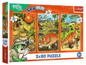 Trefl - Puzzle 3x80 - Trefliki w świecie dinozaurów 34888