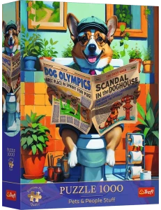 Trefl 12140 Puzzle Pets & People Stuff 1000 el. Corgi w Toalecie