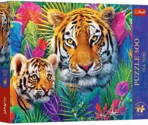 Trefl 37625 Puzzle 500 el. Tea Time: Tygrysy w dżungli