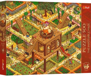 Trefl 37629 Puzzle 500 el. The Impossible Maze: Śmieszne kurczaki
