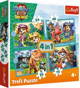 Trefl – Puzzle 4w1 – Historie z wysypy dinozaurów 34687