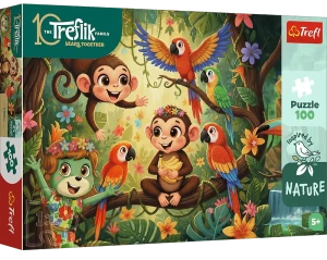 Trefl 16570 Puzzle 100 el. Rodzina Treflików Inspired By Nature: Małpki i przyjaciele