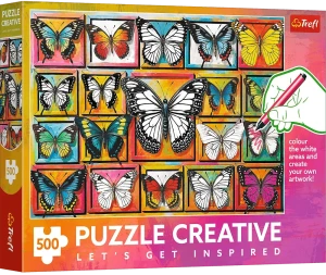 Trefl 37561 Puzzle 500 el. Creative pokoloruj: Kolekcja motyli