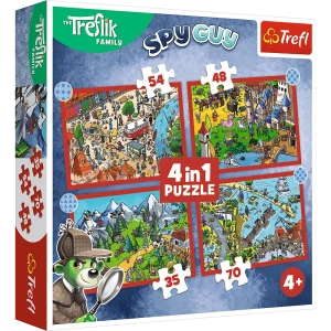 Trefl 34675 Puzzle 4w1 Spy Guy Podróże Treflików