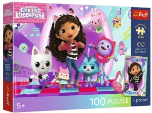 Trefl – Puzzle 100 elementów – Kolorowy koci świat 16551