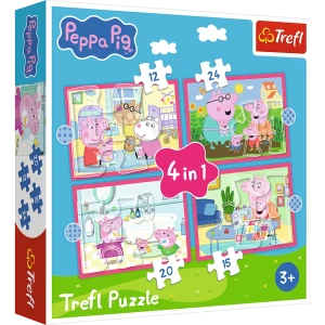 Trefl 34672 Puzzle 4w1 Świnka Peppa: Peppa uwielbia przygody
