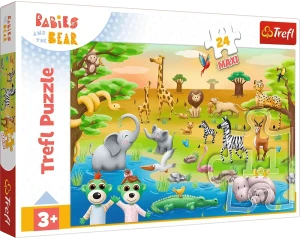 Trefl 14373 Puzzle Maxi 24 el. Bobaski i Miś: Safari - Bobaski