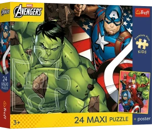 Trefl 14385 Puzzle Maxi 24 el. The Avengers Bohaterowie jak ze snu + plakat