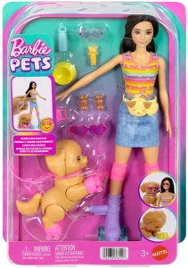 Barbie - Lalka Barbie na wrotkach z pieskiem JMJ45