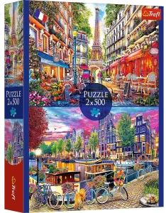 Trefl 37496  Puzzle 2x500 el. Paryż Amsterdam Europejskie stolice