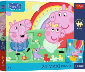 Trefl 14387 Puzzle Maxi 24 el. Świnka Peppa: Świnkowe dni + plakat