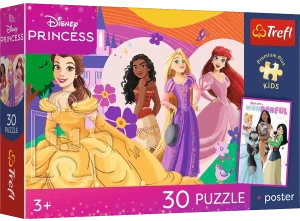 Trefl 18342 Puzzle 30 el. Disney Księżniczki i przyjaźń + plakat