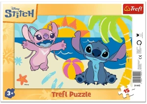 Trefl 31445 Puzzle ramkowe 15 el. Lilo & Stitch W cieniu palm