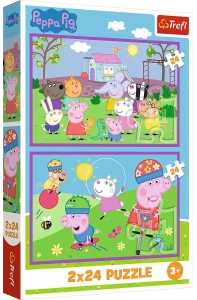 Trefl 34435 Puzzle 2x24 el.  Świnka Peppa Peppa na placu zabaw