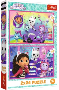 Trefl 34433 Puzzle 2x24 el. Koci Domek Gabi Zabawy z Gabby