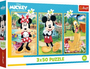 Trefl 34881 Puzzle 3x50 el. Disney Myszki na wakacjach