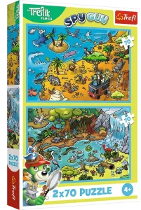 Trefl 34445 Puzzle 2x70 el. Rodzina Treflików Trefliki w Krainie Zwierząt
