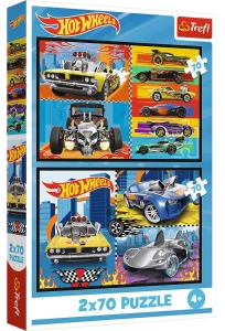 Trefl 34442 Puzzle 2x70 el. Hot Wheels Samochodziki