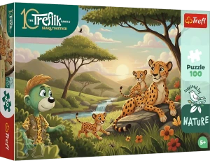 Trefl 16592 Puzzle 100 el. Rodzina Treflików Inspired By Nature Gepardy
