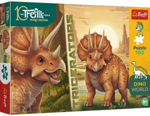 Trefl 16580 Puzzle 100 el. Rodzina Treflików Inspired By Dino World Dinozaur Triceratops